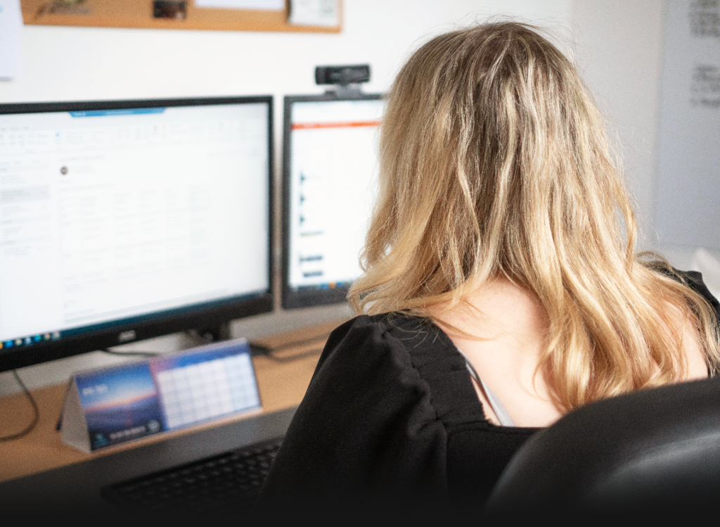 an employee working at their desk