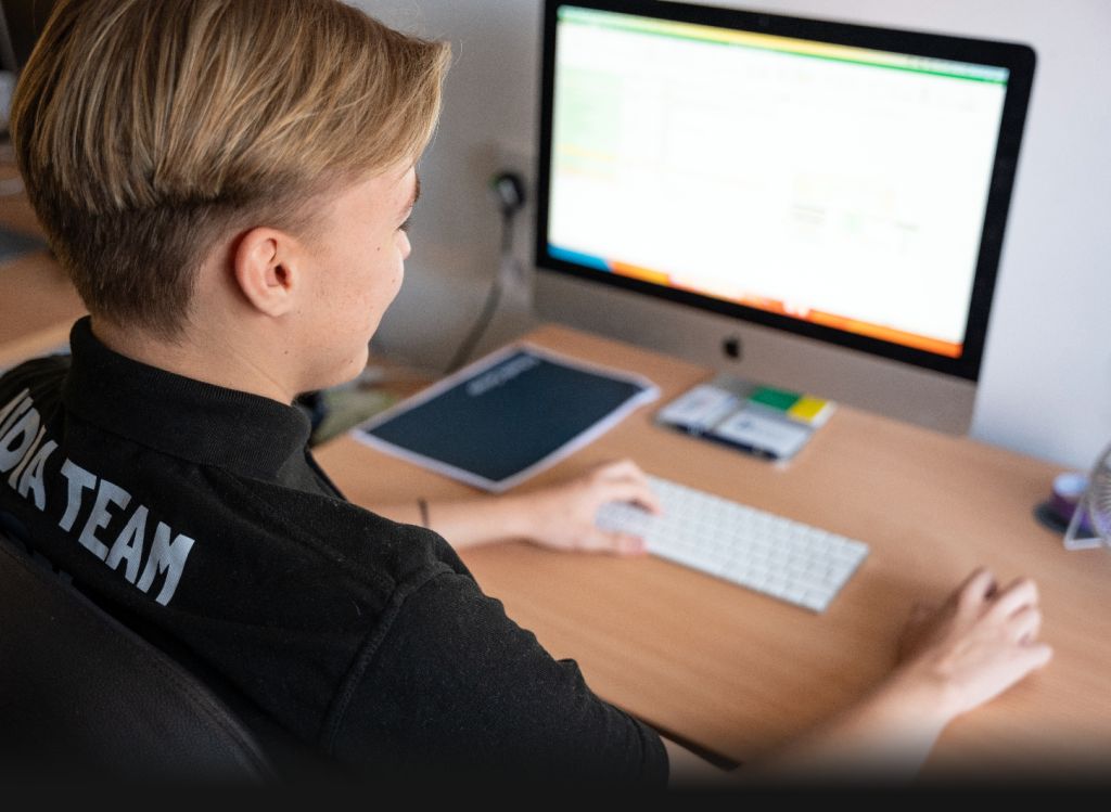 an employee working at their desk